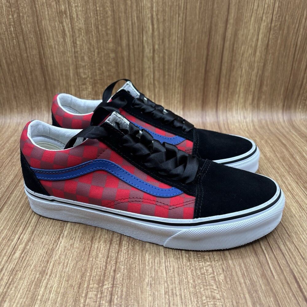 Vans Old Skool OTW RALLY Womens 7.5 Red Blue Canvas Suede Satin Laces Sneakers